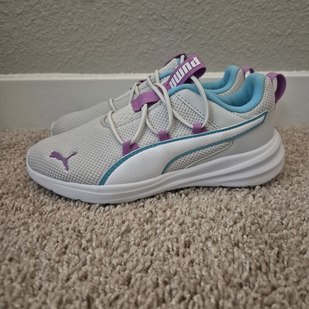 Puma Kids Sneakers - White, Purple, and Blue Size 2c (fit a bit smaller) New wou